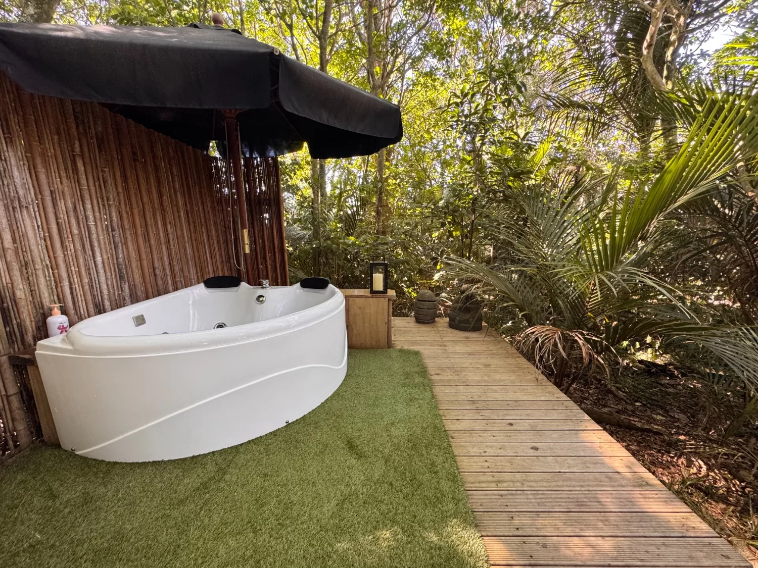 Guest meditating or relaxing in nature