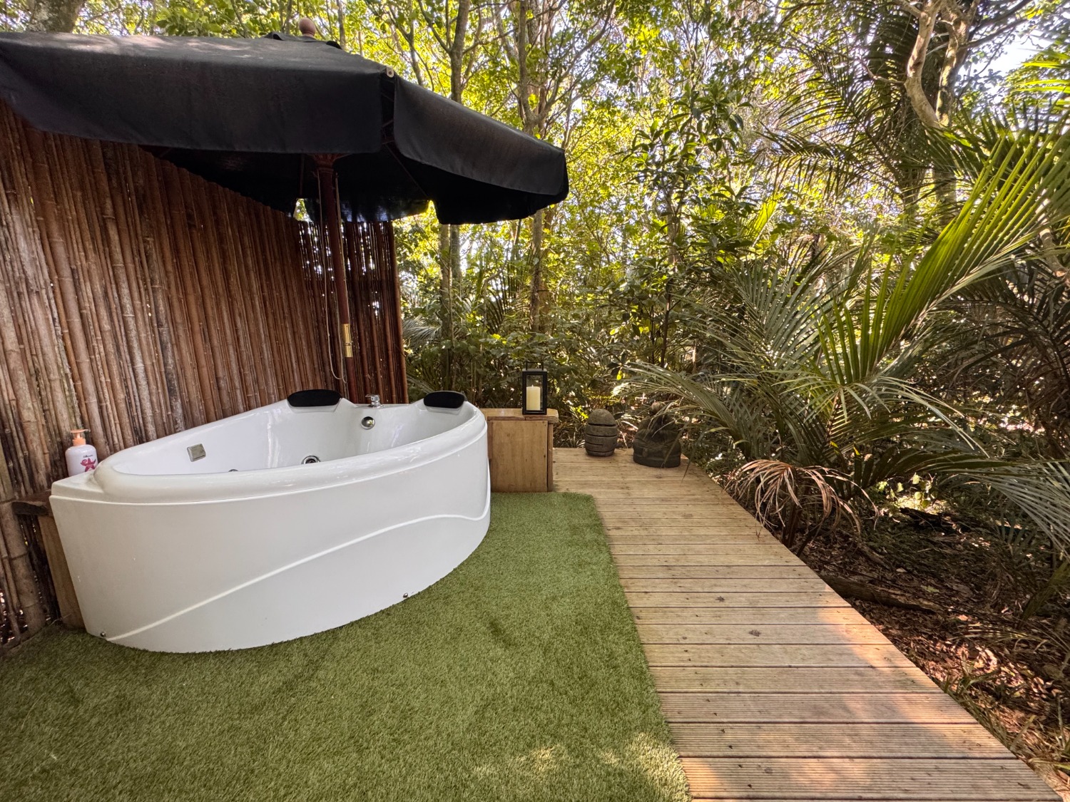 Guest meditating or relaxing in nature